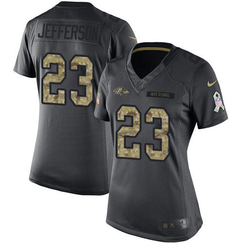 Nike Ravens #23 Tony Jefferson Black Women's Stitched NFL Limited 2016 Salute to Service Jersey
